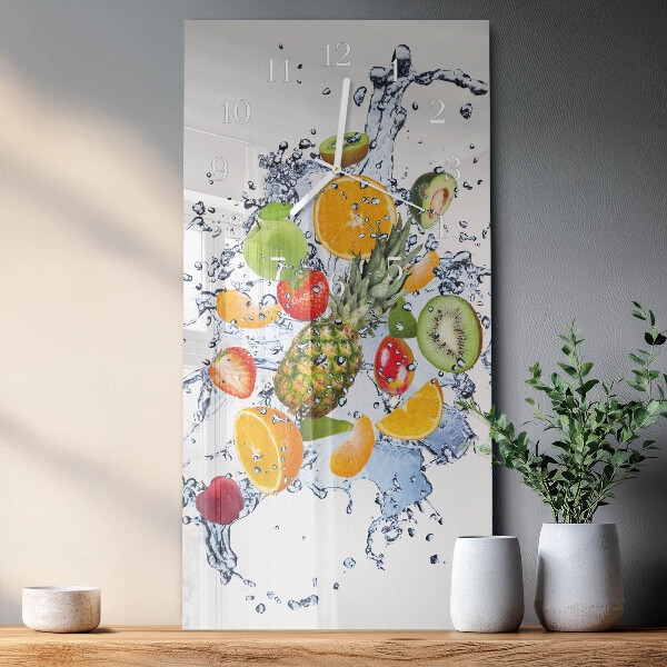Ceas vertical de perete din sticlă Fructe