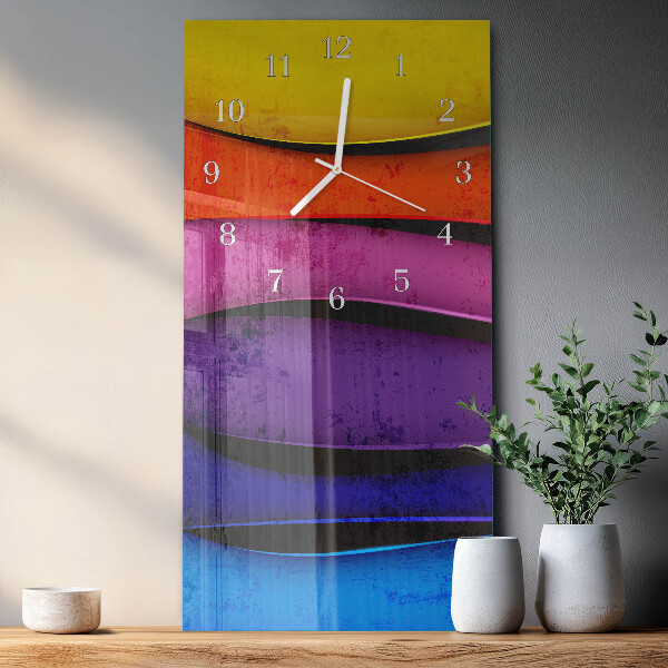 Ceas vertical de perete din sticlă Dungi colorate