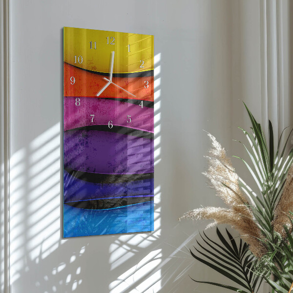 Ceas vertical de perete din sticlă Dungi colorate