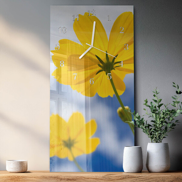 Ceas vertical de perete din sticlă Floare
