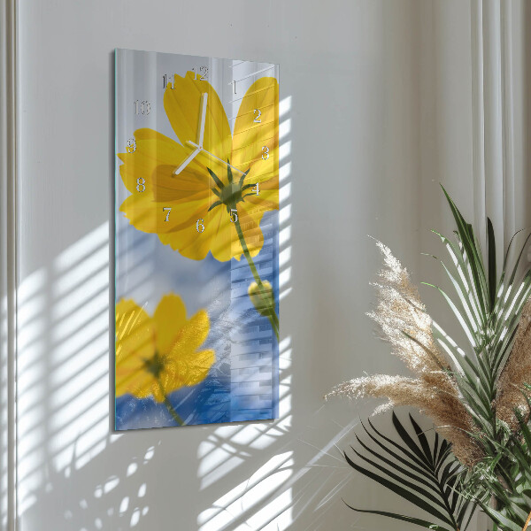 Ceas vertical de perete din sticlă Floare