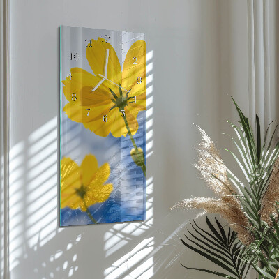 Ceas vertical de perete din sticlă Floare