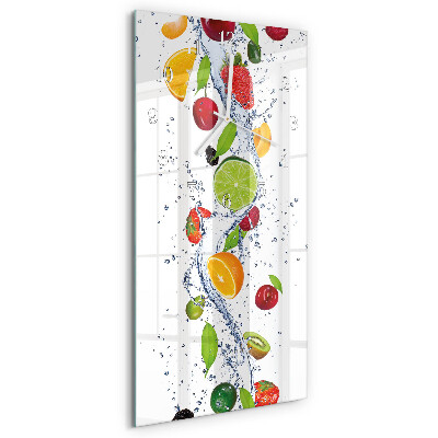 Ceas vertical de perete din sticlă Fructe