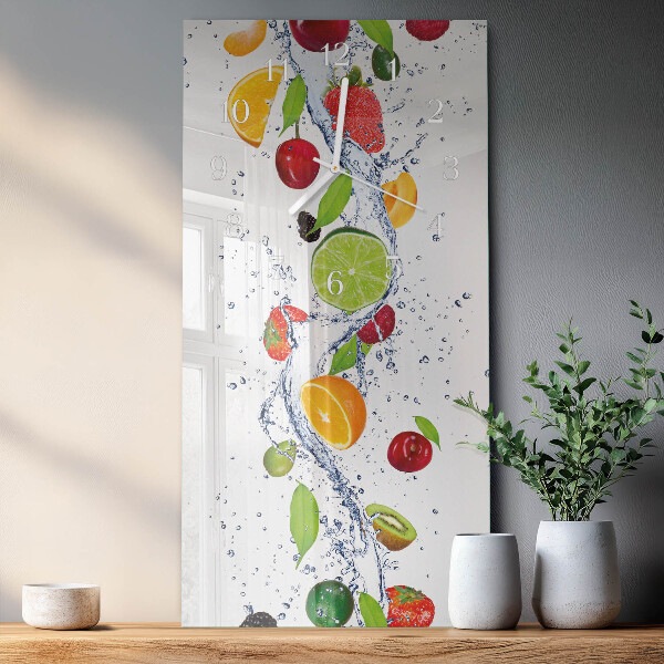 Ceas vertical de perete din sticlă Fructe