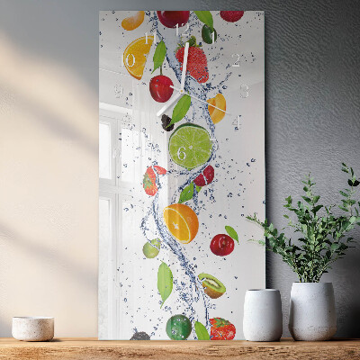 Ceas vertical de perete din sticlă Fructe