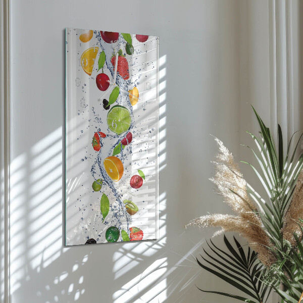 Ceas vertical de perete din sticlă Fructe