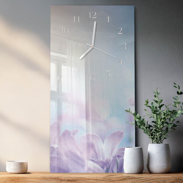 Ceas vertical de perete din sticlă Violet