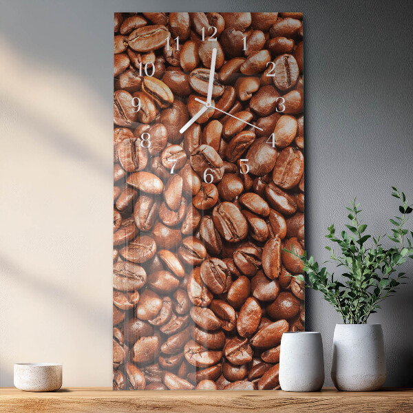 Ceas vertical de perete din sticlă Boabe de cafea