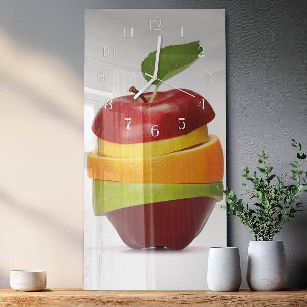 Ceas vertical de perete din sticlă Fructe