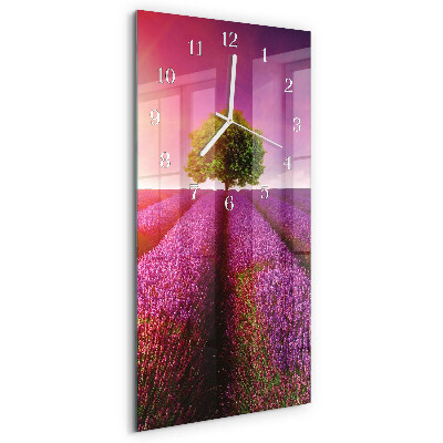 Ceas vertical de perete din sticlă Lavandă