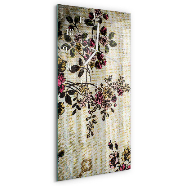 Ceas vertical de perete din sticlă Model floral