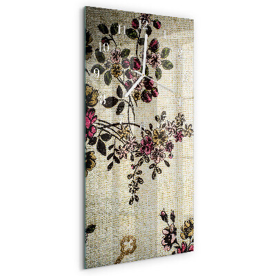 Ceas vertical de perete din sticlă Model floral