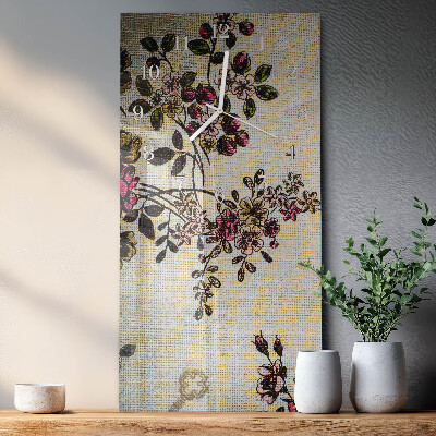 Ceas vertical de perete din sticlă Model floral
