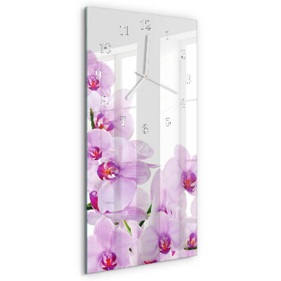 Ceas vertical de perete din sticlă Orhidee