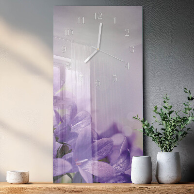 Ceas vertical de perete din sticlă Floare