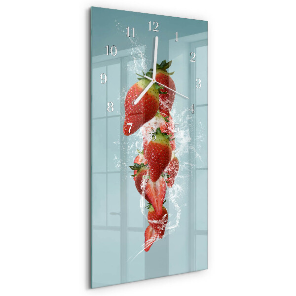 Ceas vertical de perete din sticlă Căpșună