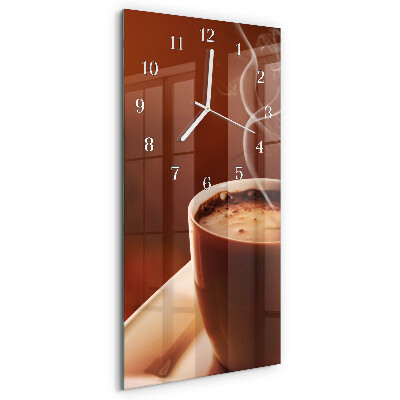 Ceas vertical de perete din sticlă Cafea