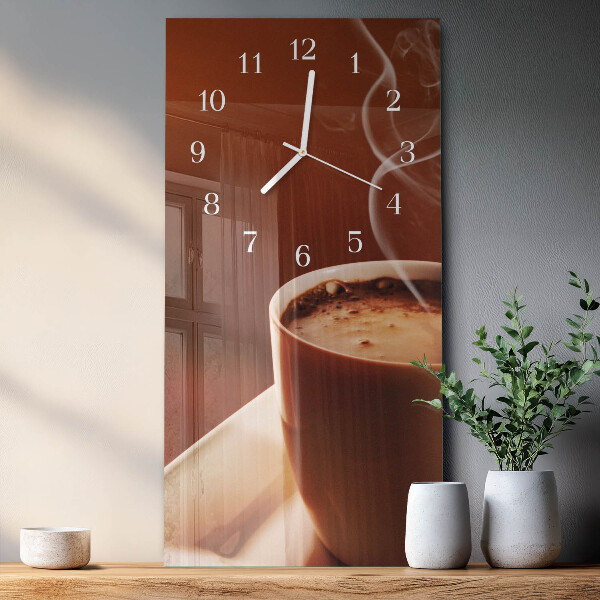 Ceas vertical de perete din sticlă Cafea
