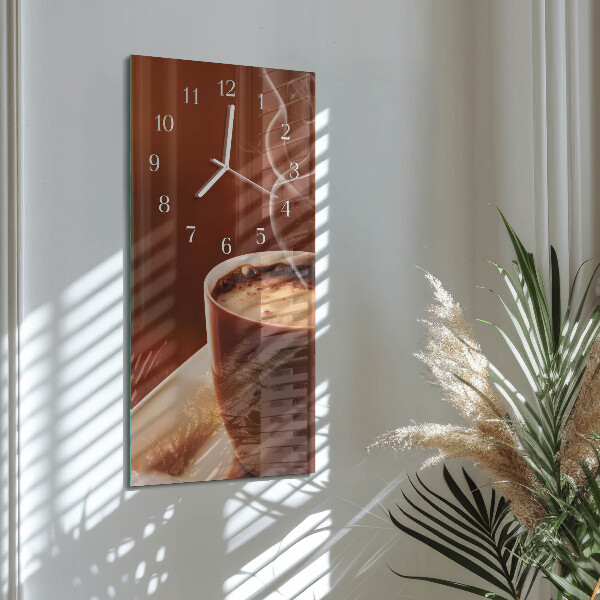 Ceas vertical de perete din sticlă Cafea