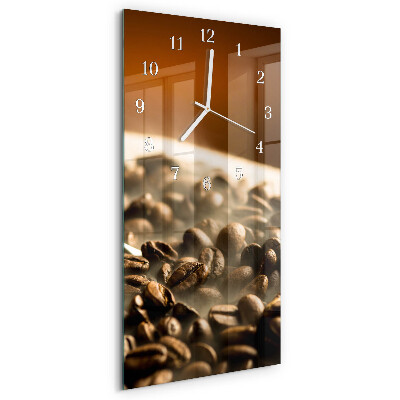 Ceas vertical de perete din sticlă Boabe de cafea