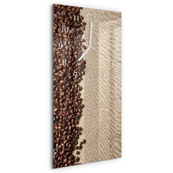 Ceas vertical de perete din sticlă Boabe de cafea