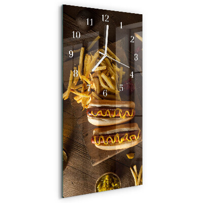 Ceas vertical de perete din sticlă Fast food