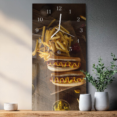 Ceas vertical de perete din sticlă Fast food