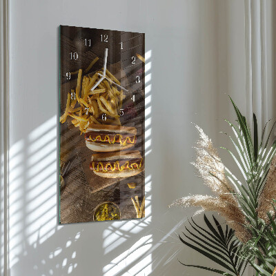 Ceas vertical de perete din sticlă Fast food
