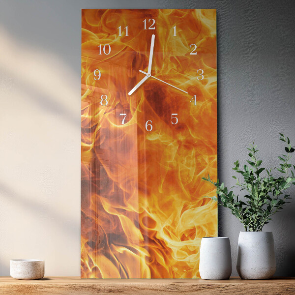 Ceas vertical de perete din sticlă Foc