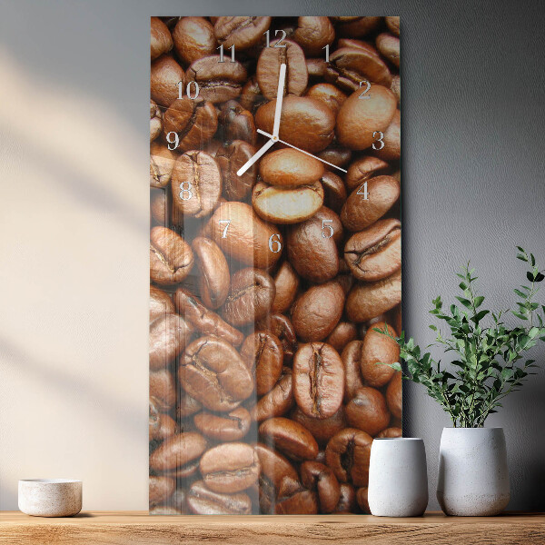 Ceas vertical de perete din sticlă Boabe de cafea