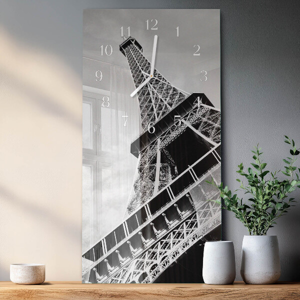 Ceas vertical de perete din sticlă Turnul Eiffel