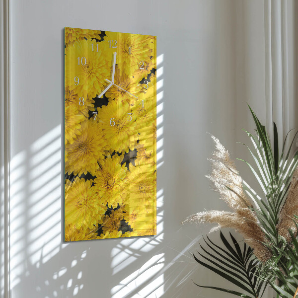 Ceas vertical de perete din sticlă Flori