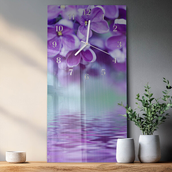 Ceas vertical de perete din sticlă Liliac