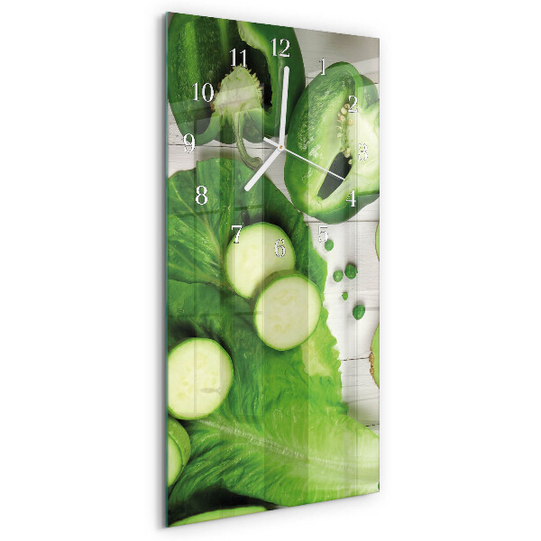 Ceas vertical de perete din sticlă Legume