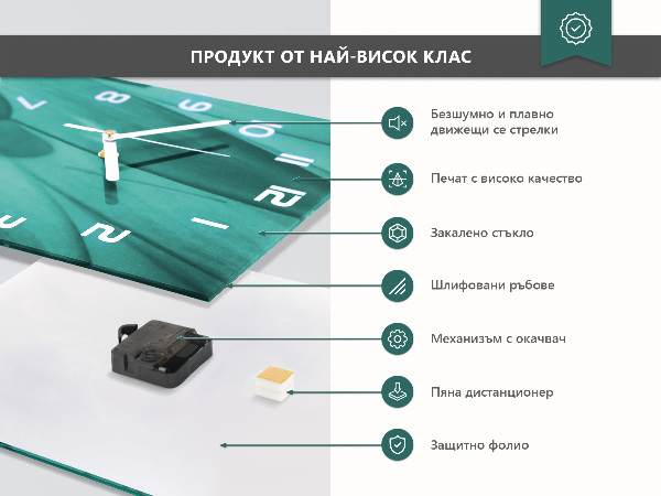 Ceas vertical de perete din sticlă Clincher