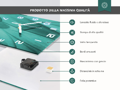 Ceas vertical de perete din sticlă Abstracție