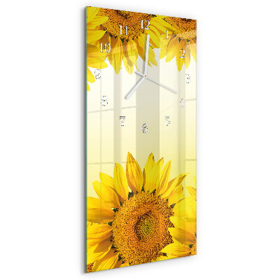 Ceas vertical de perete din sticlă Floarea-soarelui