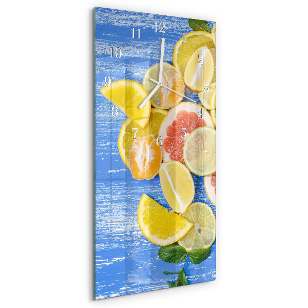 Ceas vertical de perete din sticlă Fructe