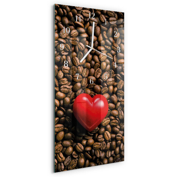 Ceas vertical de perete din sticlă Boabe de cafea