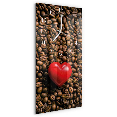 Ceas vertical de perete din sticlă Boabe de cafea