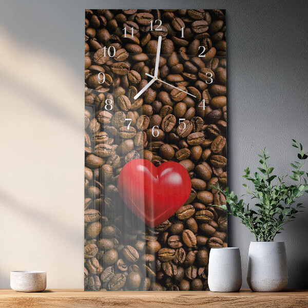 Ceas vertical de perete din sticlă Boabe de cafea