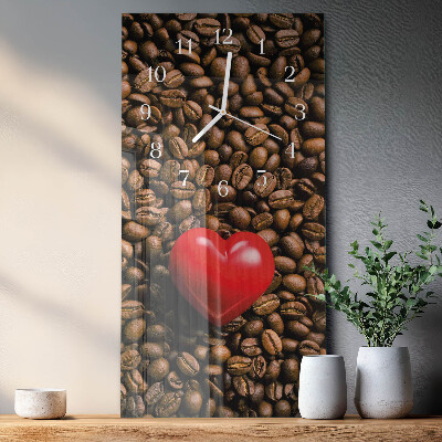 Ceas vertical de perete din sticlă Boabe de cafea