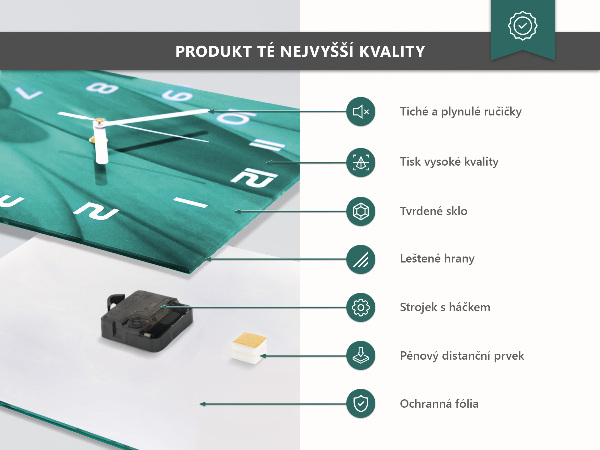 Ceas vertical de perete din sticlă Masă