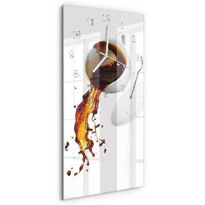 Ceas vertical de perete din sticlă Cafea