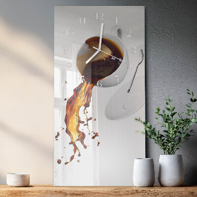 Ceas vertical de perete din sticlă Cafea