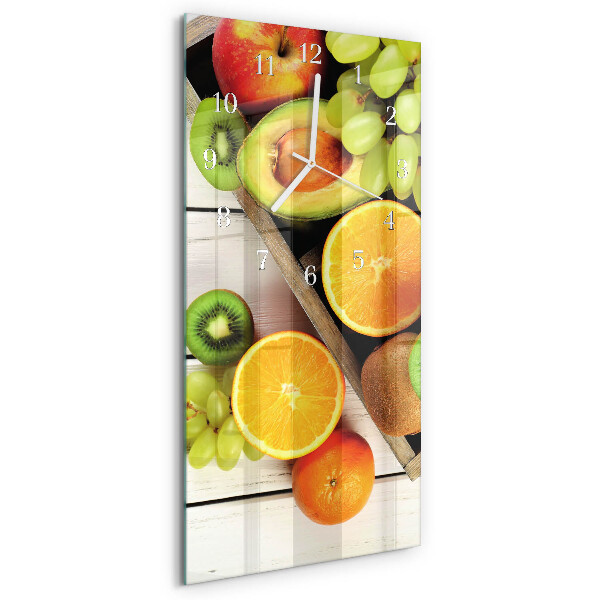 Ceas vertical de perete din sticlă Fructe