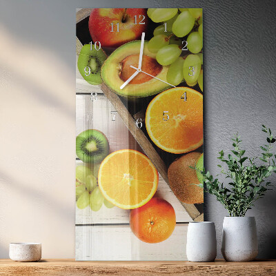 Ceas vertical de perete din sticlă Fructe