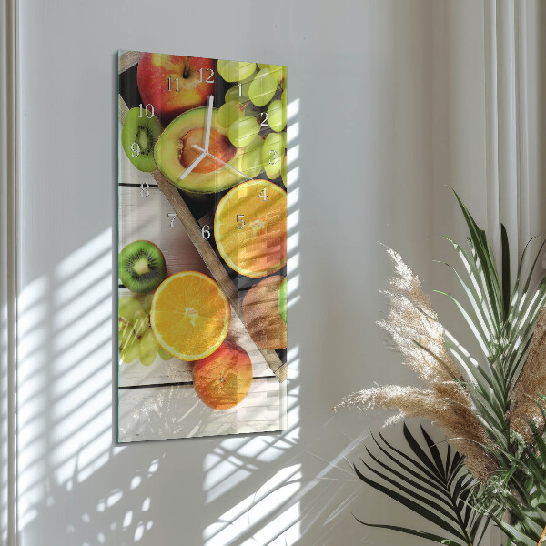 Ceas vertical de perete din sticlă Fructe