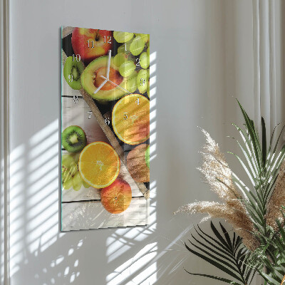 Ceas vertical de perete din sticlă Fructe