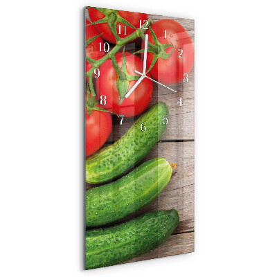 Ceas vertical de perete din sticlă Legume